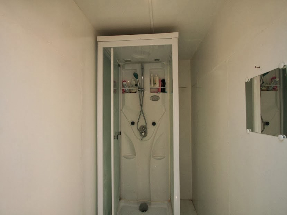 Three shower units.